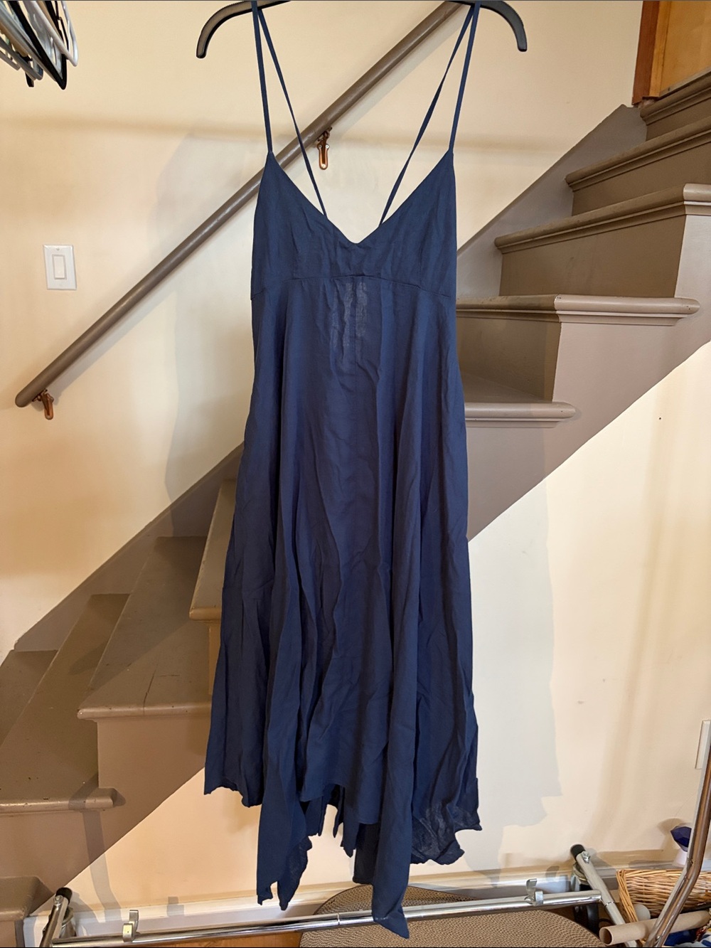 Joe Fresh Navy Asymmetrical Spaghetti Strap Dress